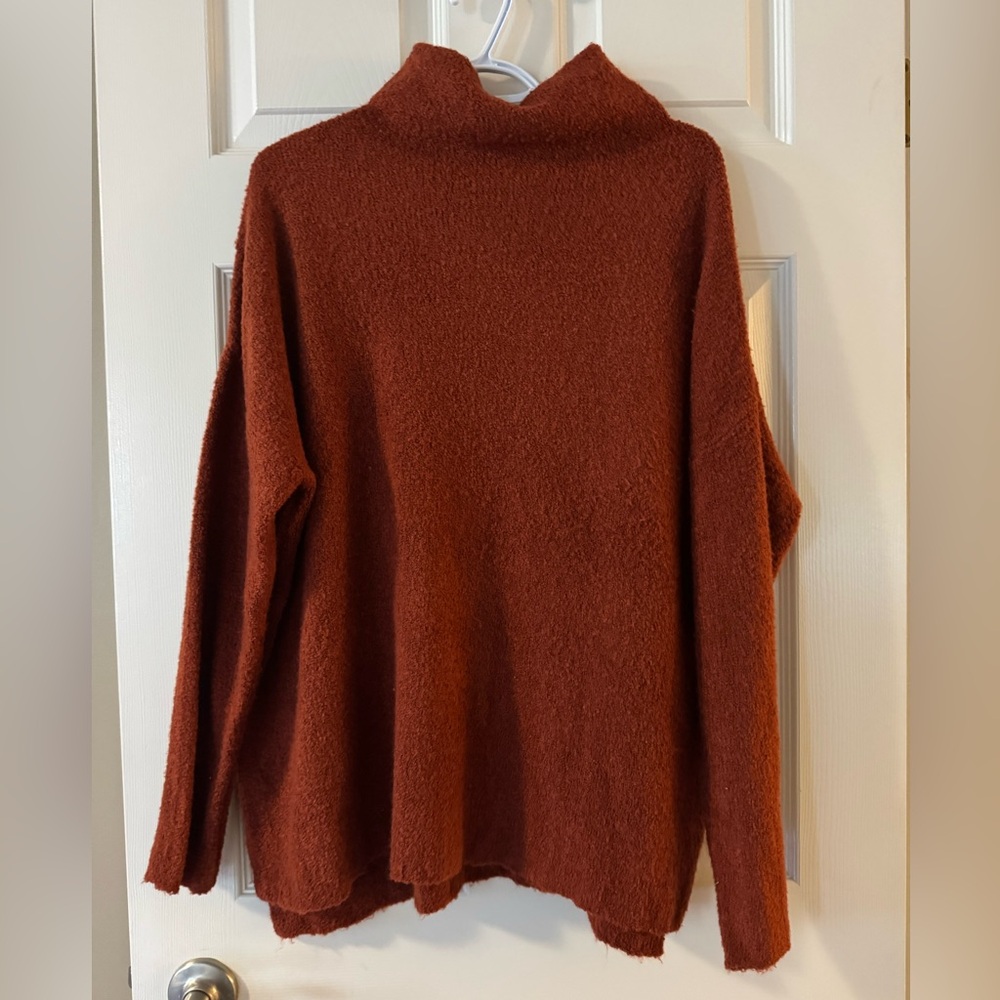 RW&CO. Retro Cowl Neck Sweater Knit Long. Sleeve Sherpa, Size L Fairy Coastal